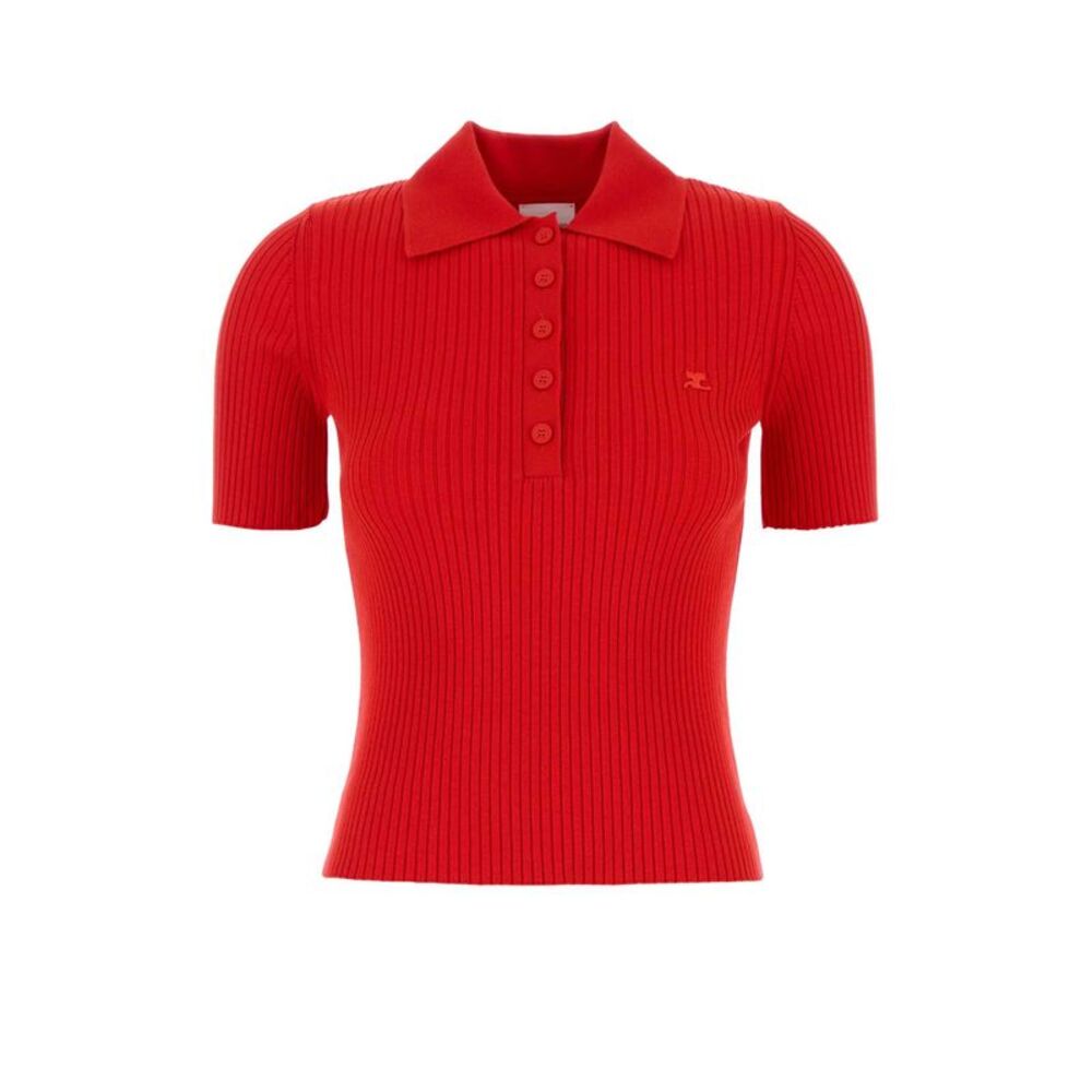 Courreges Women Red Viscosa Blend Polo Shirt